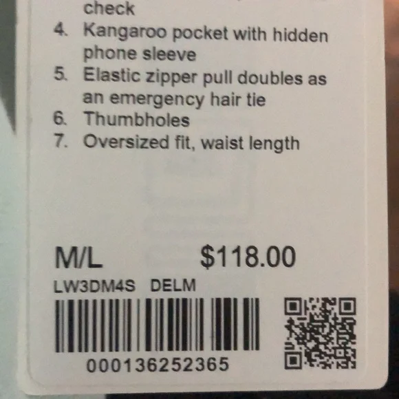 SOLD!! NWT Lululemon 1/2 Zip Scuba Hoodie - Picture 5 of 5